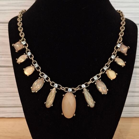 LANE BRYANT Rhinestone Faux Faceted Stones Gold Tone Necklace - Picture 1 of 3